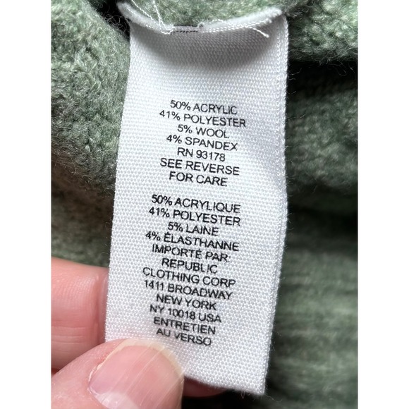 For the Republic Sage Green Wool Blend Mock Turtleneck Sweater Large Cozy Hygge - Picture 6 of 9